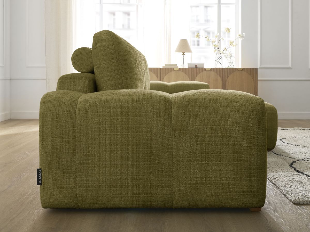 Bobochic Anakin Ecksofa, 2 Kissen Strukturstoff Grün
