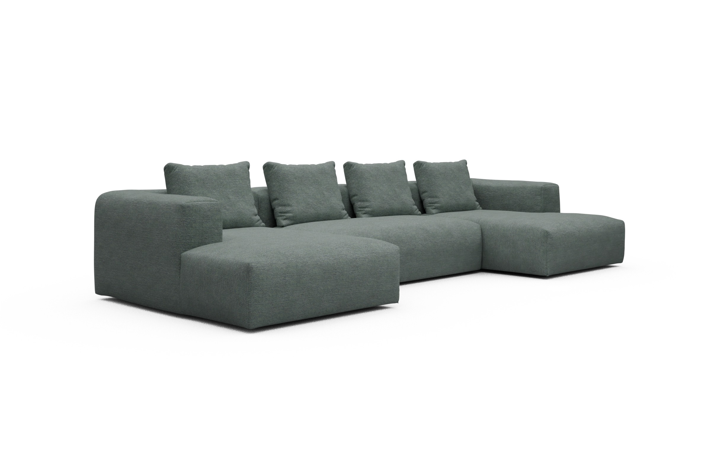 Wohnlandschaft Fred mit 2-Sitzer und Chaiselongue beidseitig Carreno-Ice-Blue