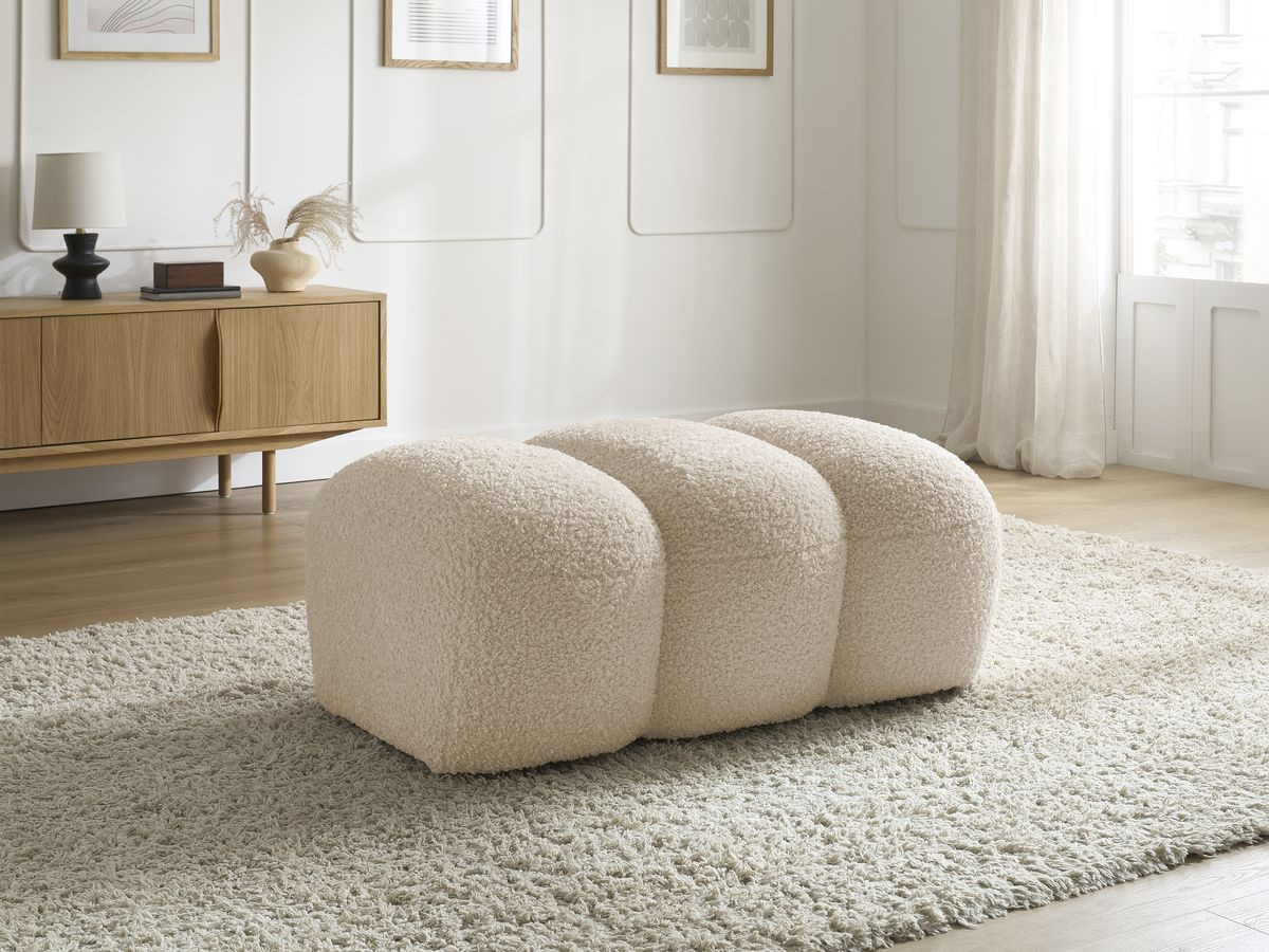 Bobochic Hippolyte Pouf Bouclé-Stoff Beige