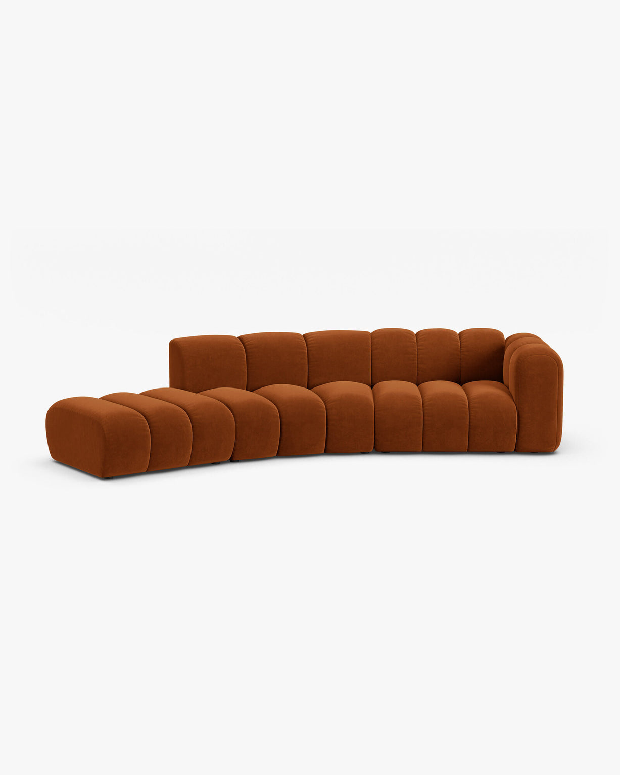 Micadoni Modulares Sofa Lupine 5-Sitzer Links Samt Salvador Terrakotta