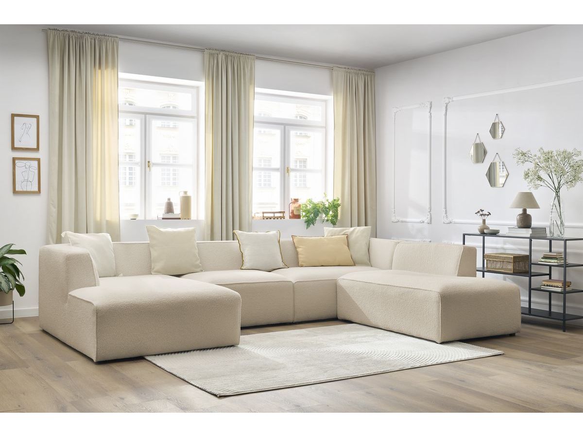 Bobochic Megeve Wohnlandschaft Bouclé-Stoff Beige Ecke links