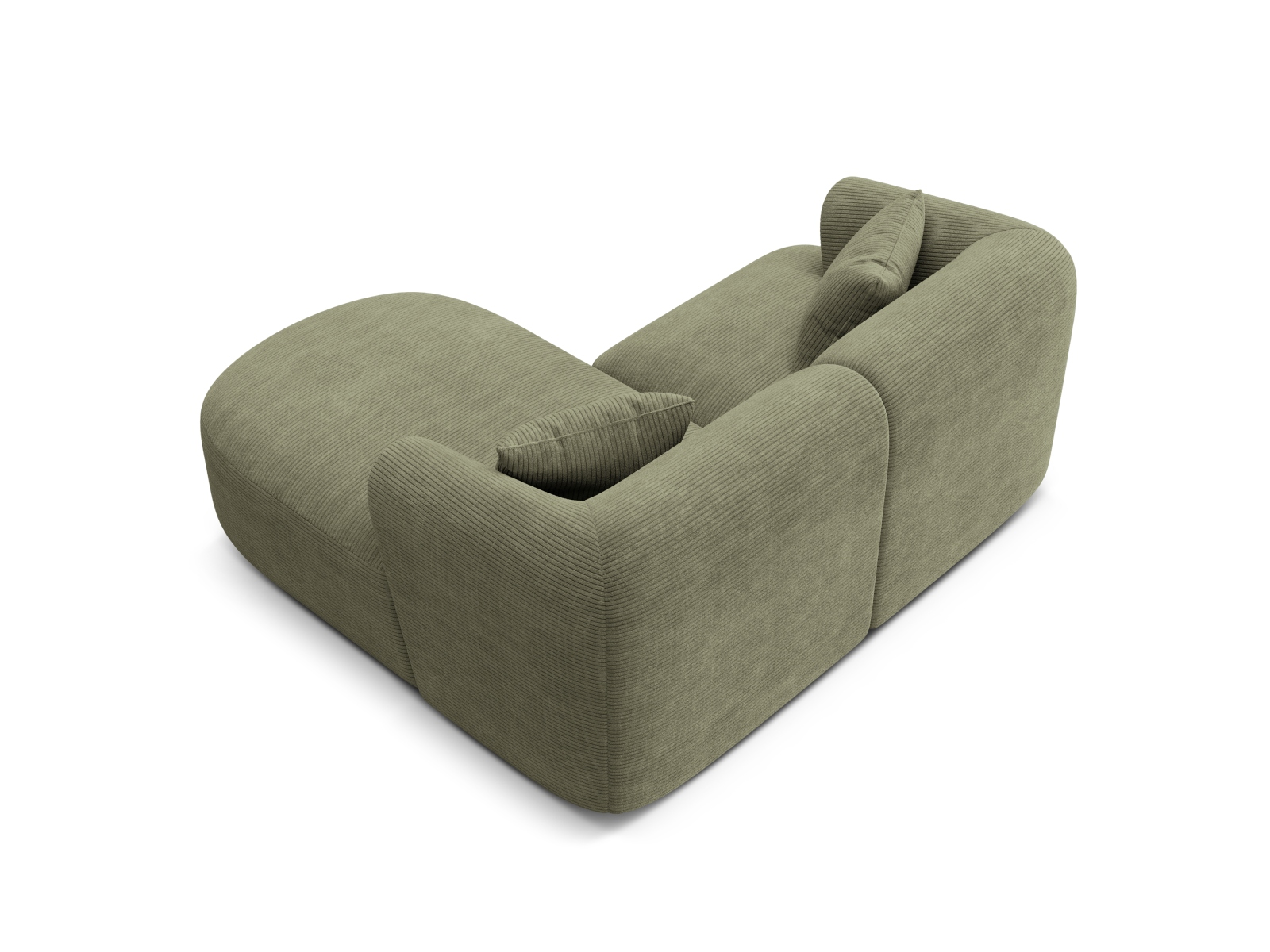 Cosmopolitan Design Ecksofa Campi 3-Sitzer Kord Lincoln D Moosgrün Melange Rechts