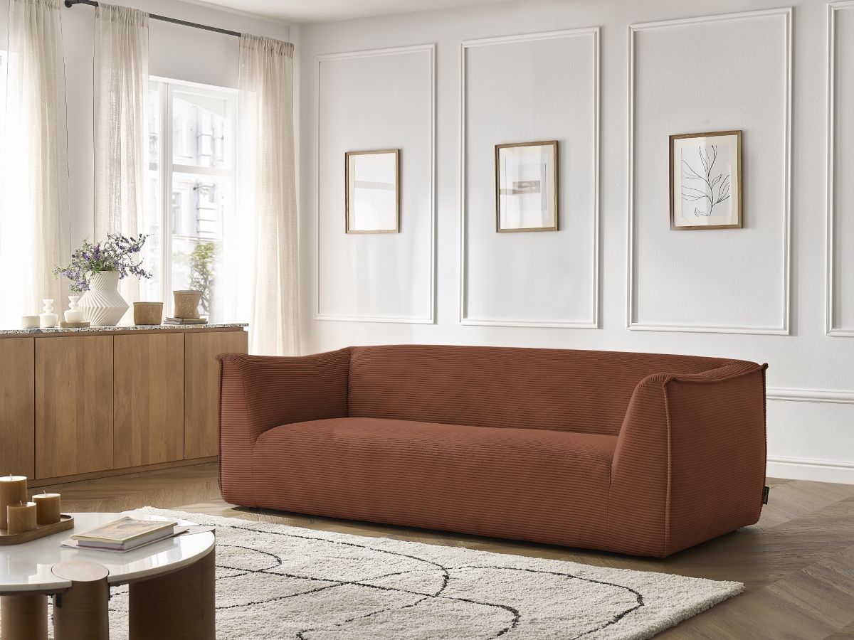 Bobochic Giorgia Sofa 3-Sitzer Cordsamt Orange