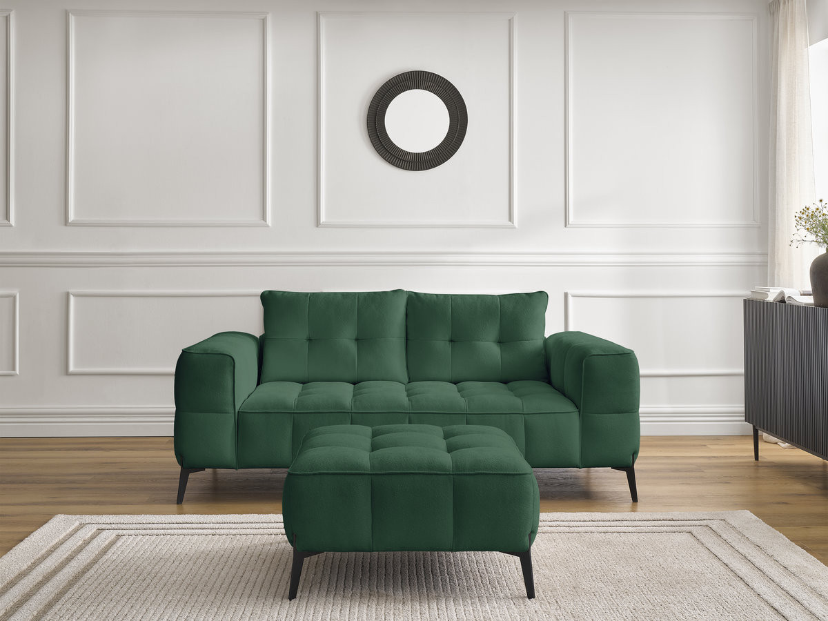 Bobochic Anis Sofa 2-Sitzer mit Pouf Strukturstoff Grün
