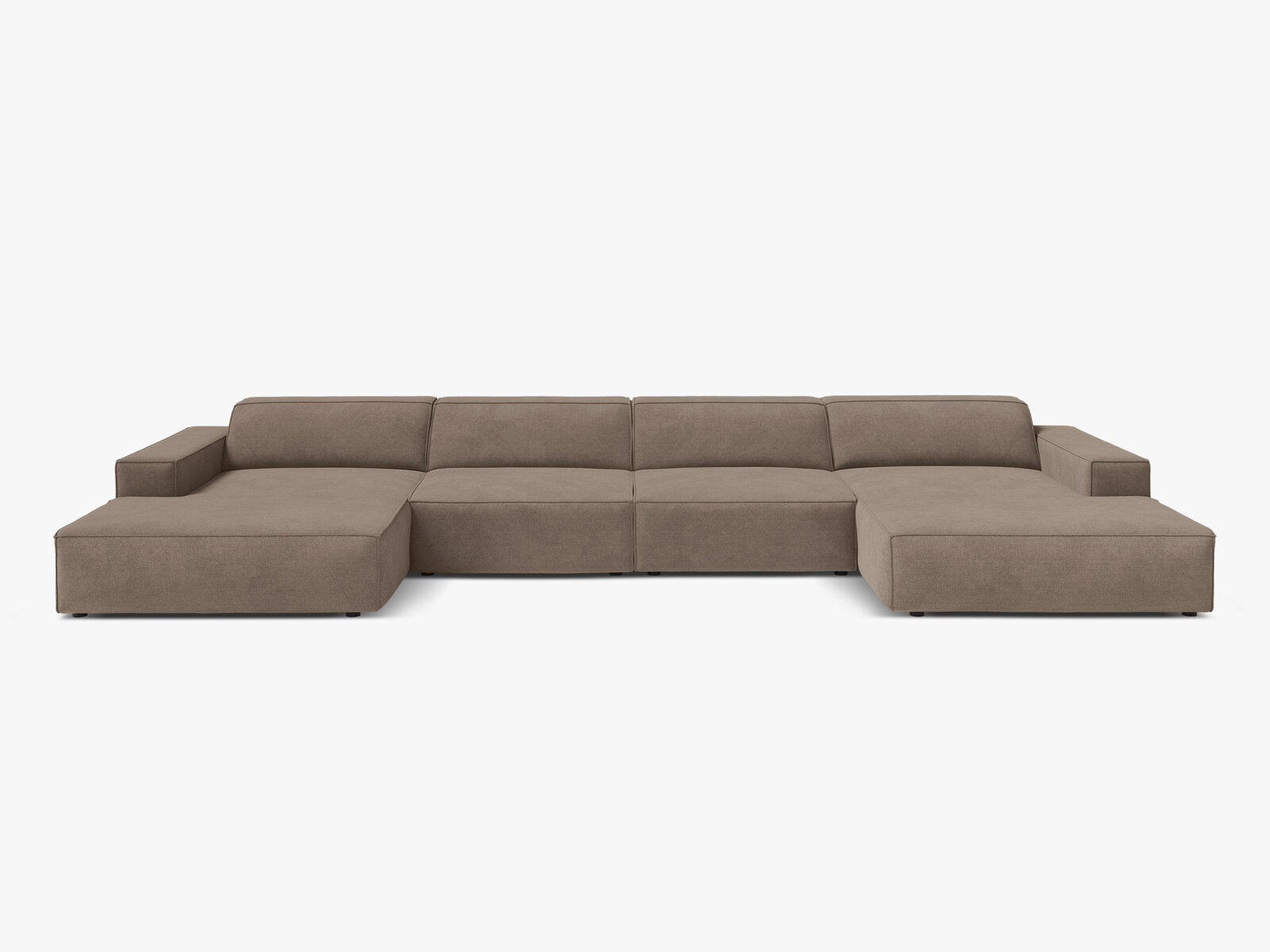 Micadoni Panorama-Sofa Jodie 6-Sitzer Strukturierter Stoff Liberty Cappuccino