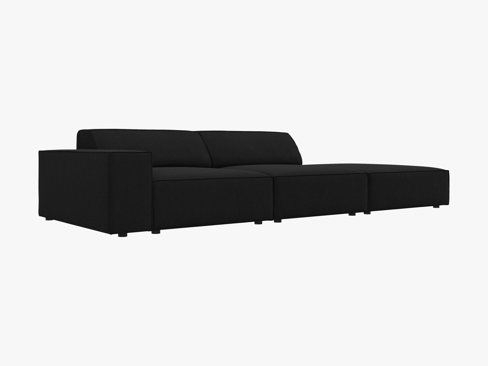 Micadoni Sofa Jodie 3-Sitzer Rechts Strukturierter Stoff Megan Schwarz
