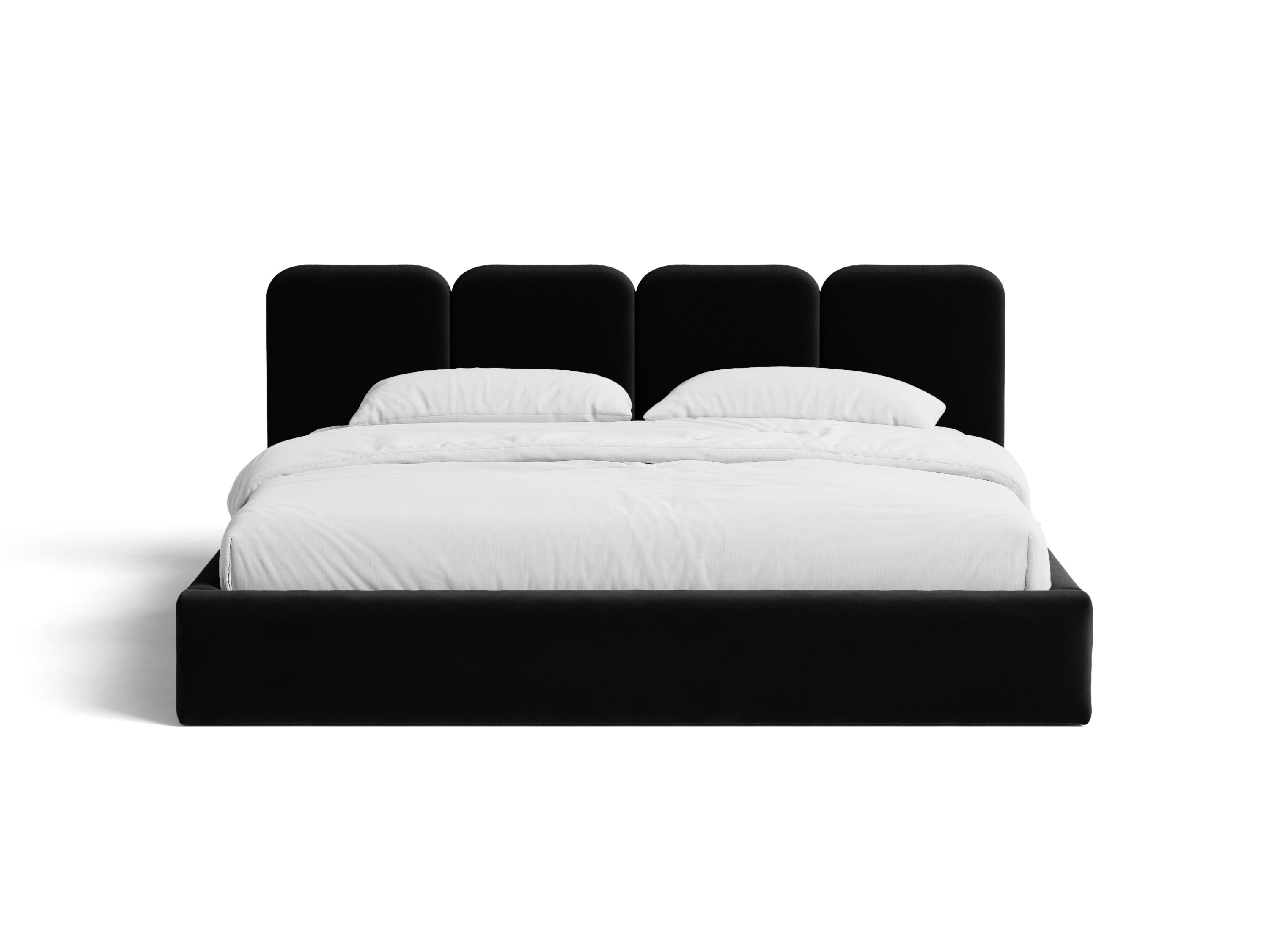 Micadoni Stauraumbett mit Kopfteil Saga Samt Magic Velvet Schwarz 140x200