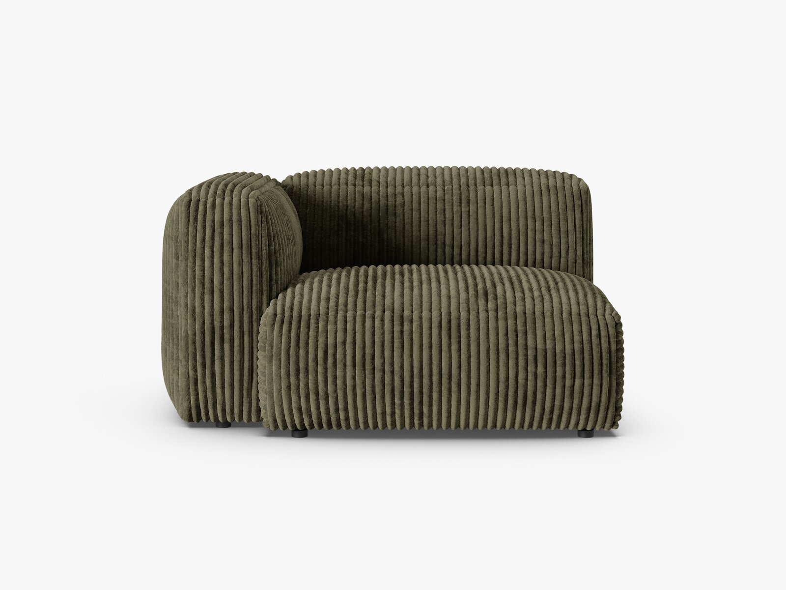 Micadoni Eckmodul mit Armlehne Martina 1-Sitzer 90cm Sitztiefe Links Kord Tilia Moßgrün
