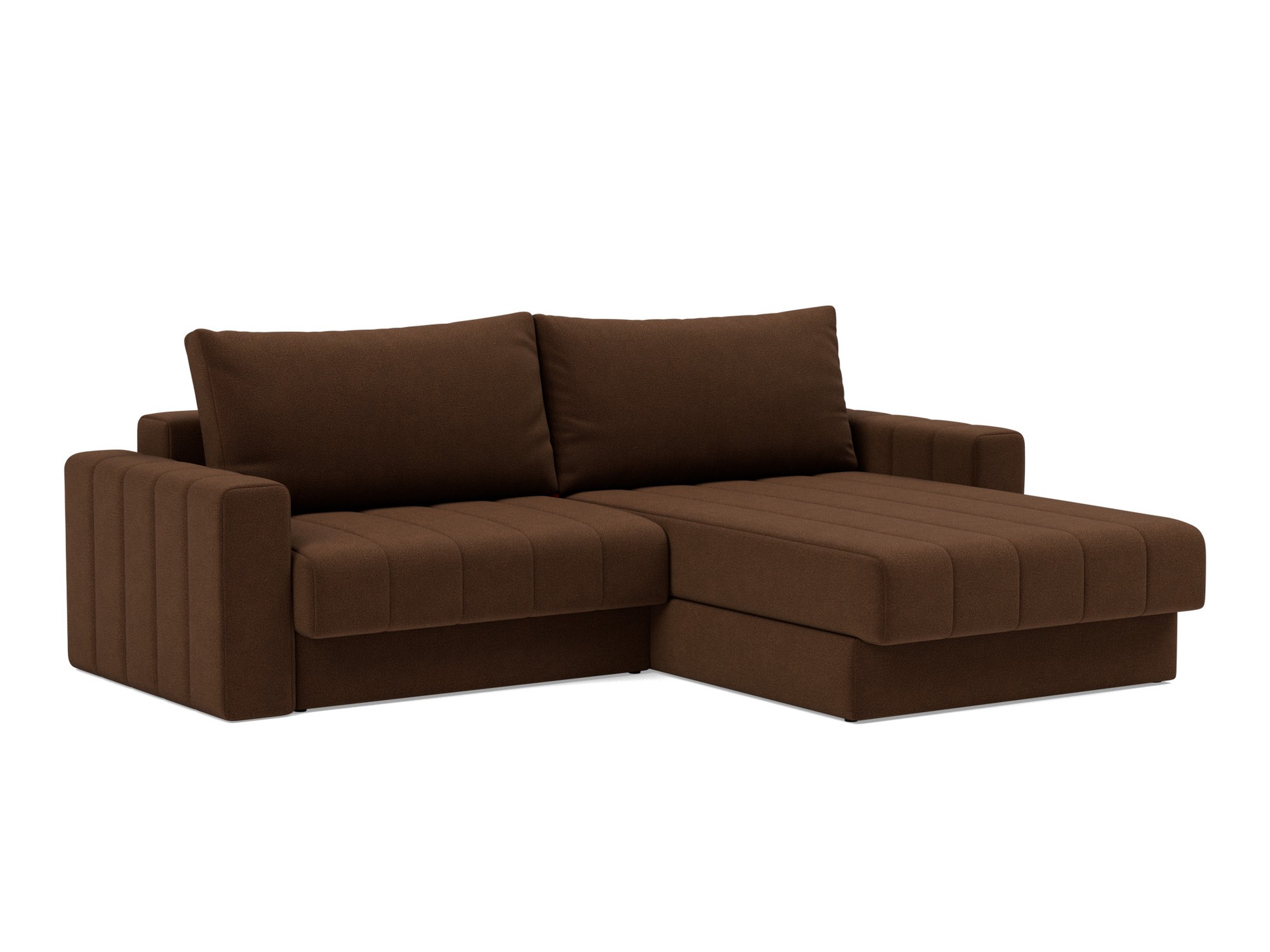 Schlafsofa Akello mit Chaiselongue und Armlehnen Strukturierter Stoff Taura 359-Cappuccino