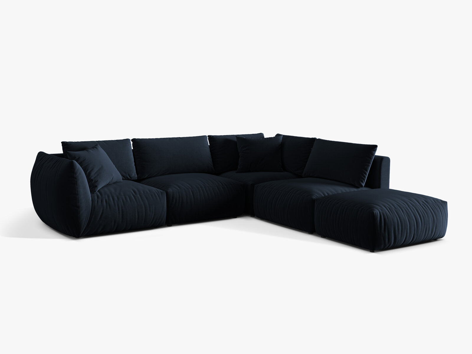 Micadoni Modulares Ecksofa Chris 4-Sitzer Rechts Samt Königsblau