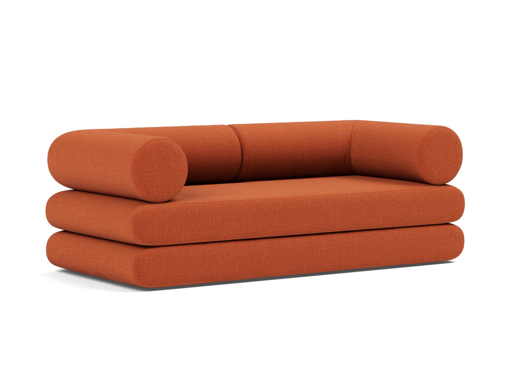 Tagesbett Circlus mit L-förmigen Armlehnen Chenille Esina 412-Rust-Orange
