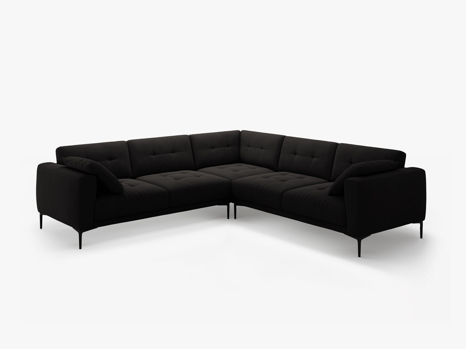 Micadoni Ecksofa Bemy 5-Sitzer Samt Schwarz