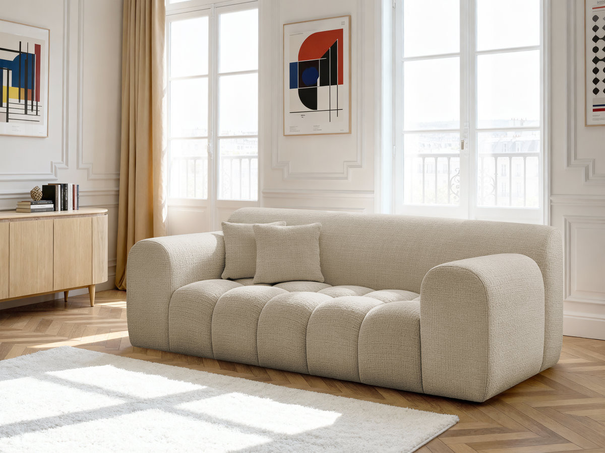 Bobochic Melisse Sofa 2-Sitzer Strukturstoff Beige