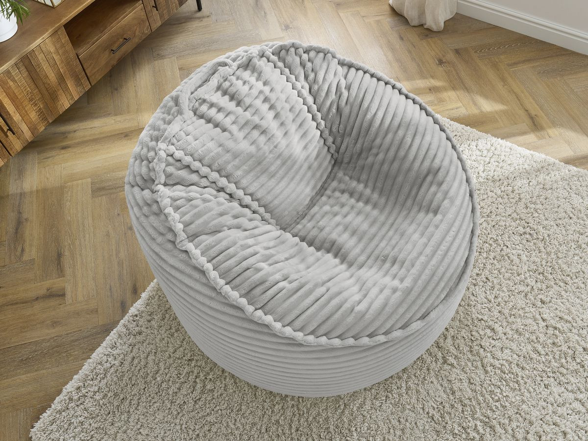 Bobochic Socrate Pouf Breitcord weich Hellgrau