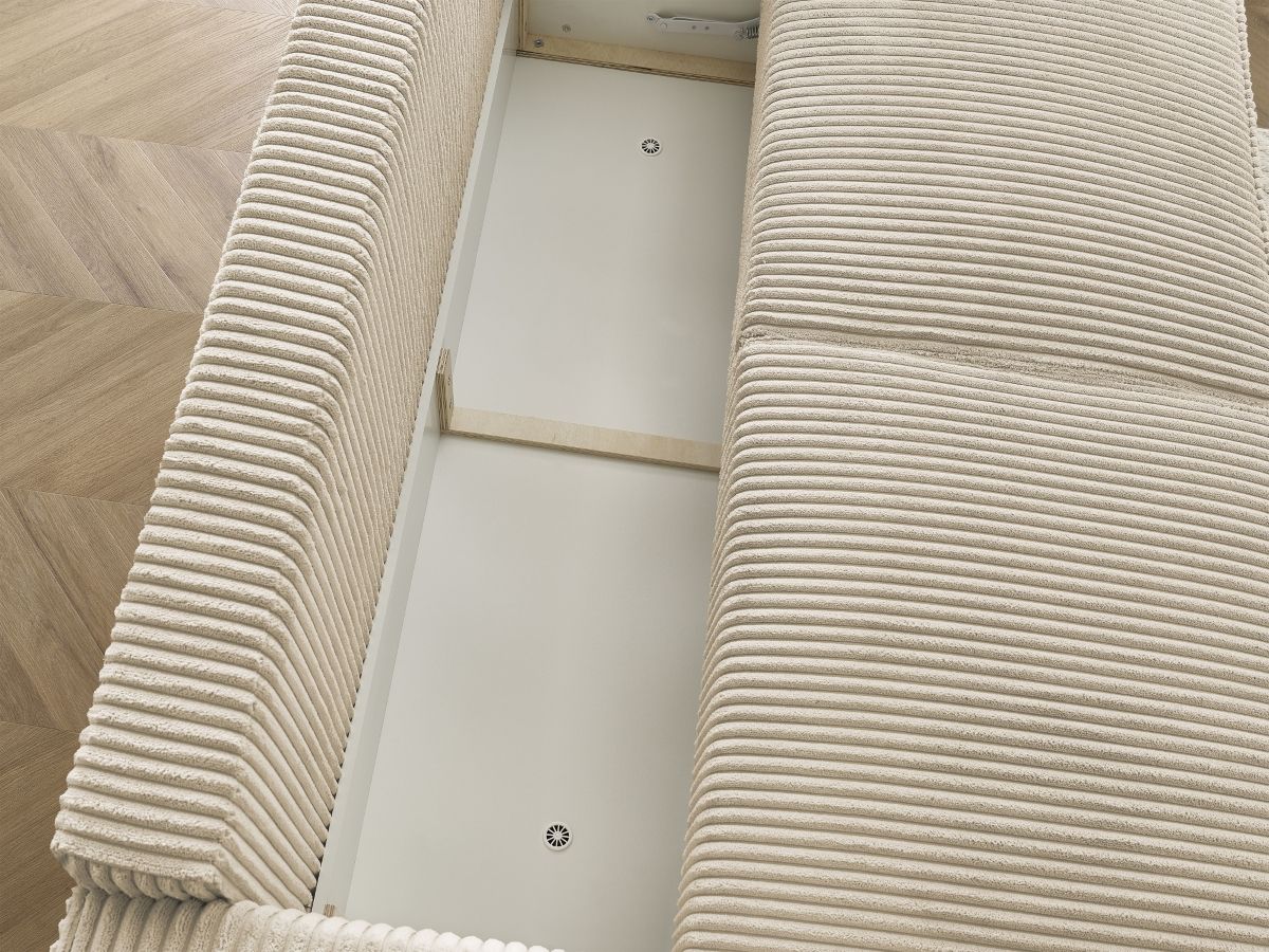 Bobochic Chelsea Schlafsofa 3-Sitzer mit Bettkasten Breitcord weich Taupe