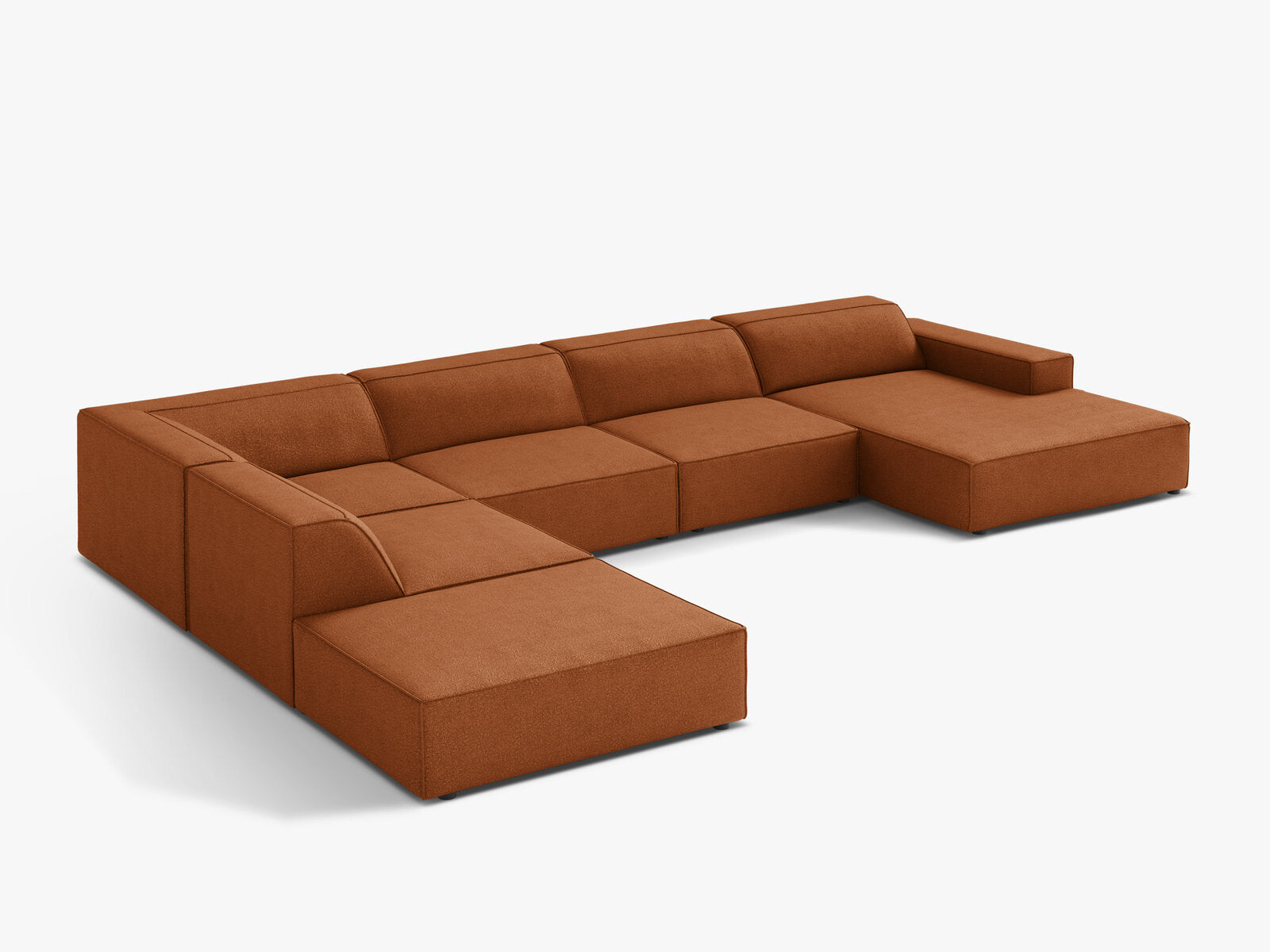 Micadoni Panorama-Ecksofa Jodie 7-Sitzer Links Boucle Baloo Terrakotta