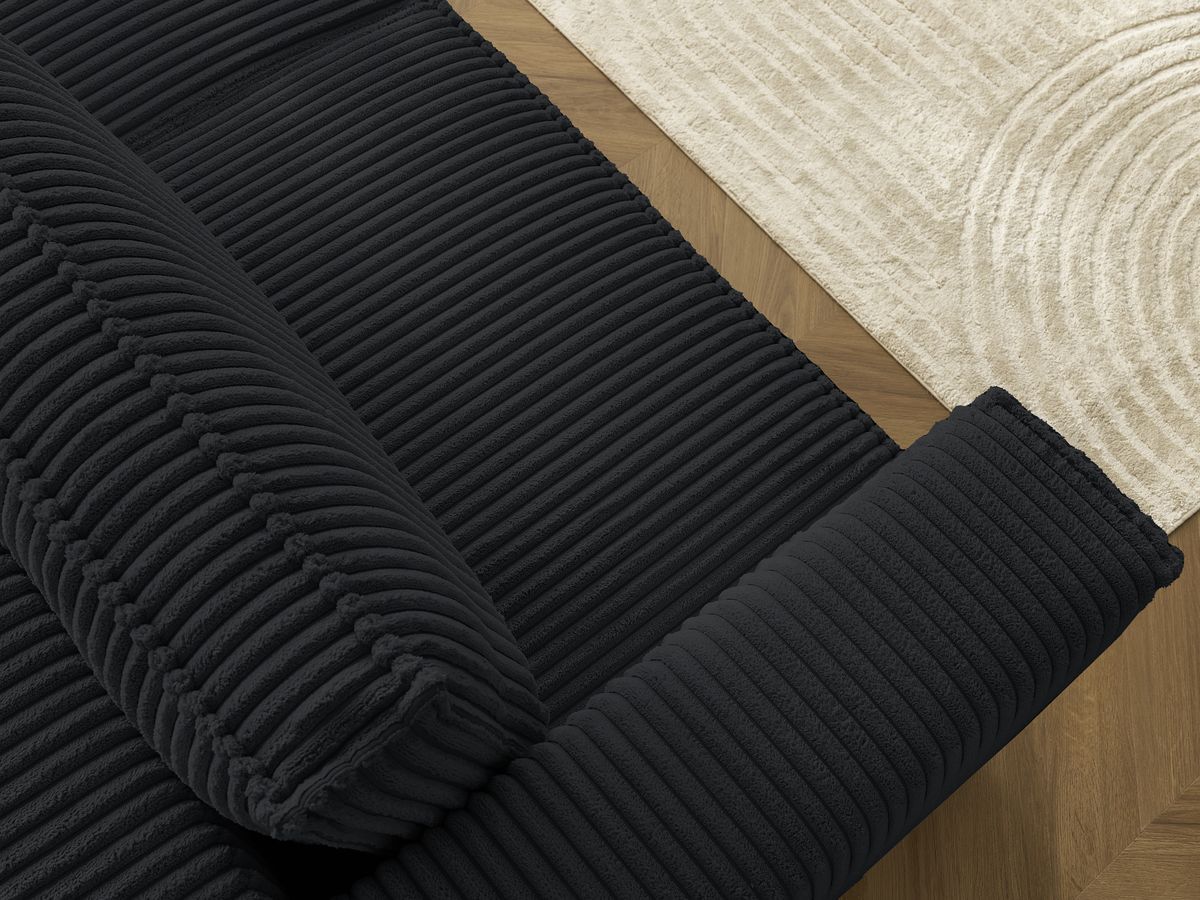 Bobochic Chelsea Schlafsofa 3-Sitzer mit Bettkasten Breitcord weich Schwarz