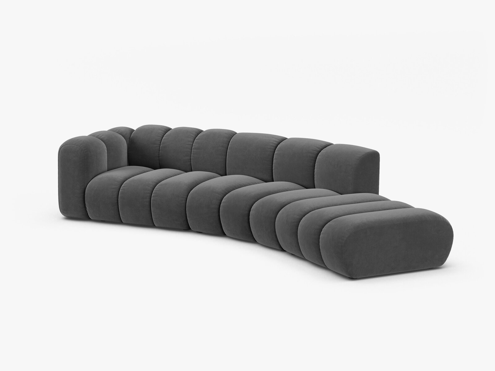 Micadoni Modulares Sofa Lupine 5-Sitzer Samt Venus Grau Rechts