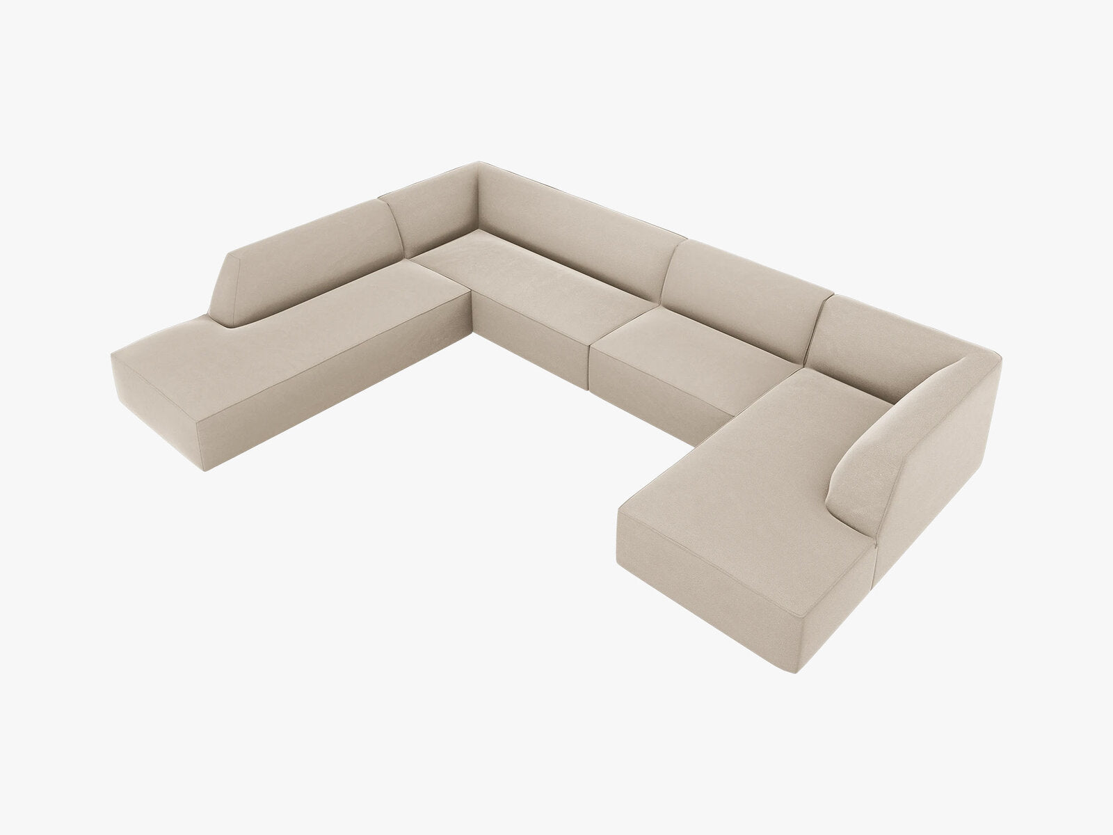 Micadoni Panorama-Ecksofa Ruby 7-Sitzer Links Samt Salvador Beige