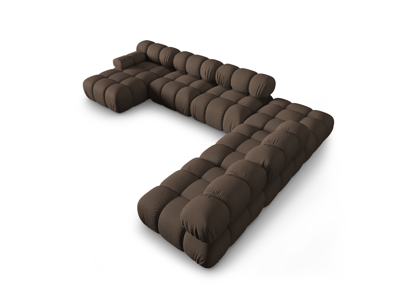 Micadoni Modulares Panorama Ecksofa Bellis 7-Sitzer Rechts 3D-Stoff Sonic Braun