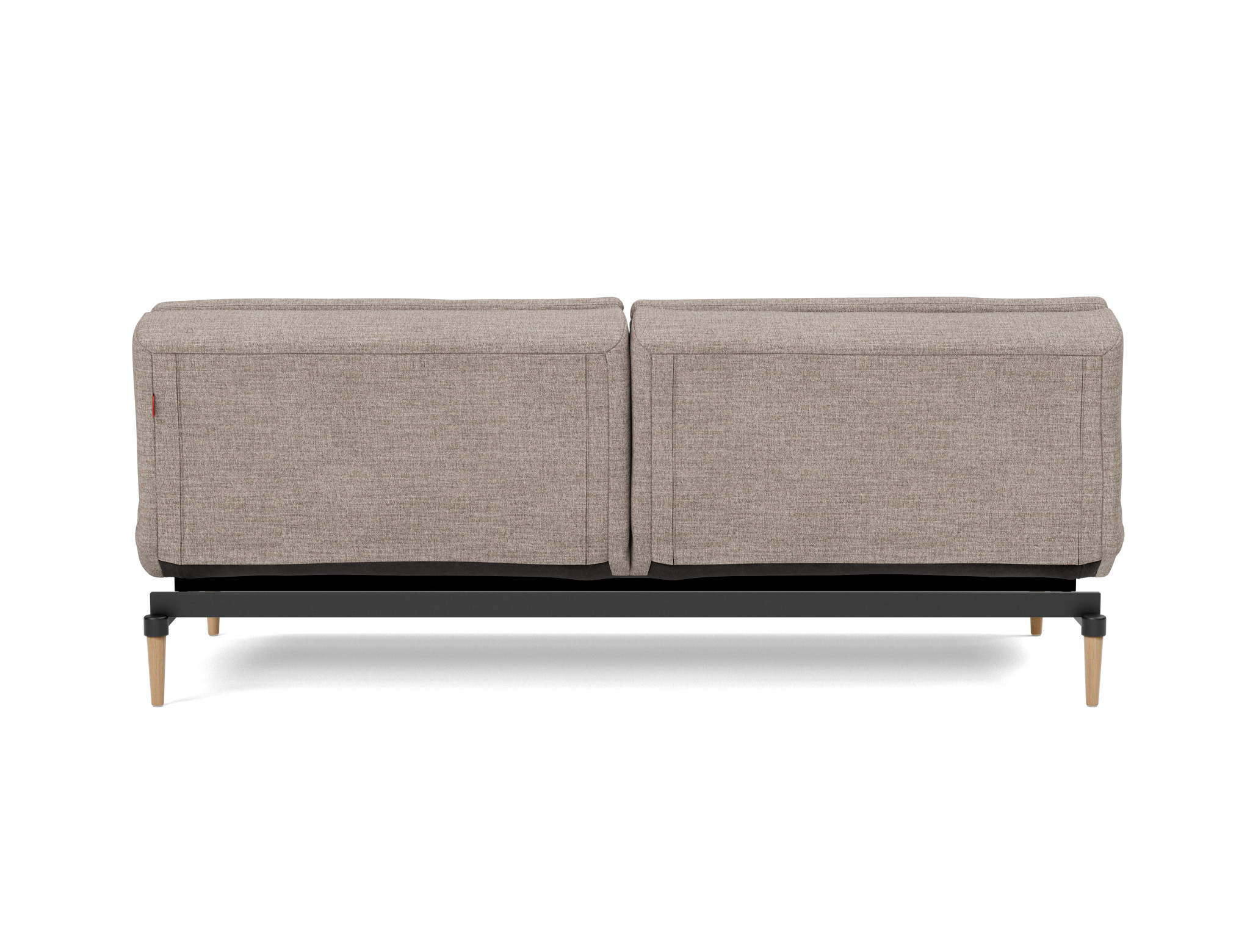 Schlafsofa Dublexo Chenille Yuveno 472-Warm-Grey Beine Styletto Eiche hell