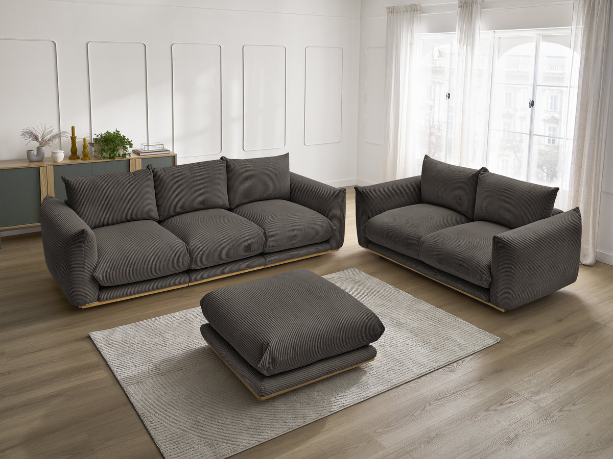 Bobochic Ernest Sofa 5-Sitzer mit Pouf Cordsamt Taupe