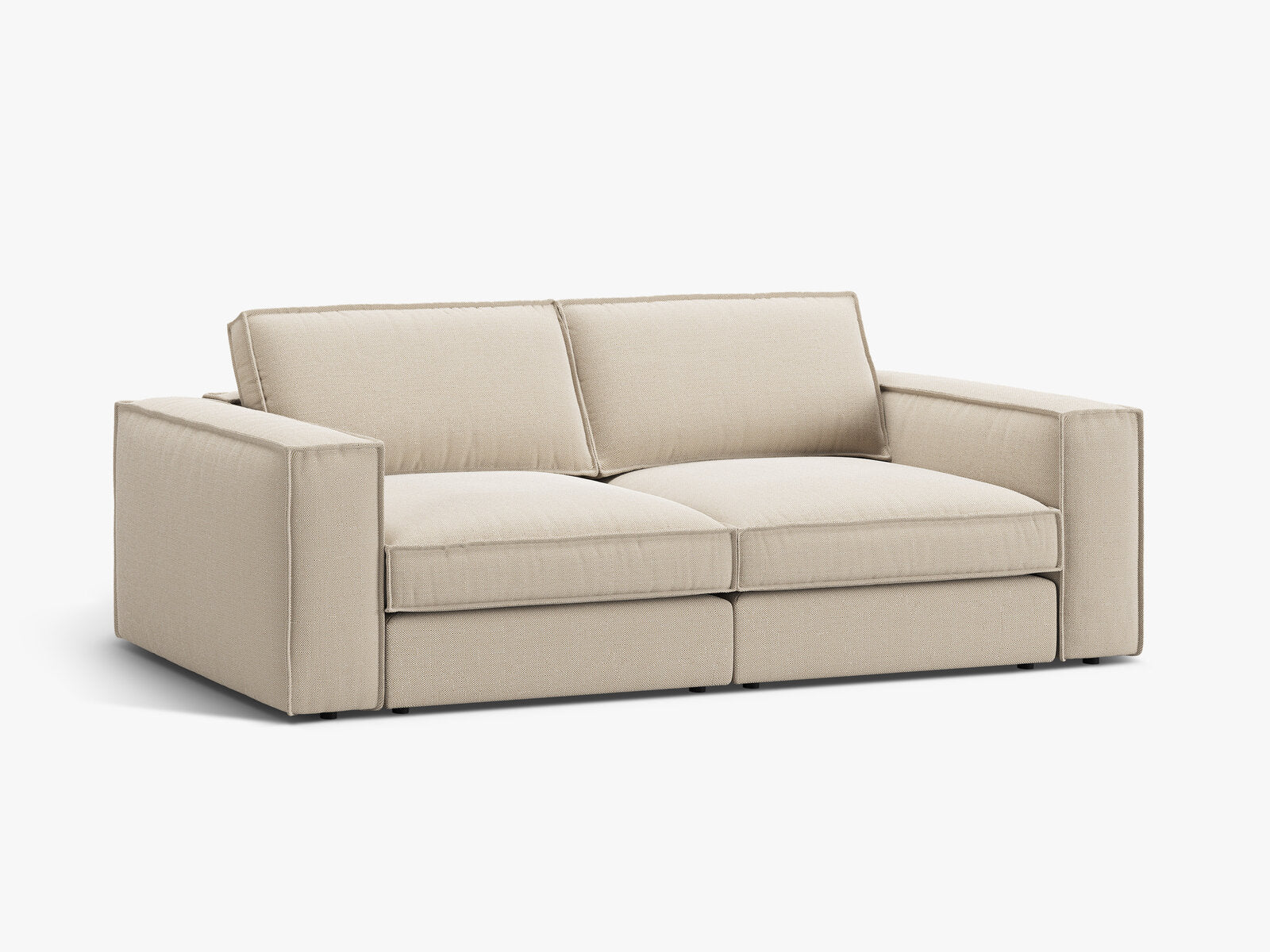 Micadoni modulares Sofa Pola 3-Sitzer Strukturierter Stoff Babel Beige