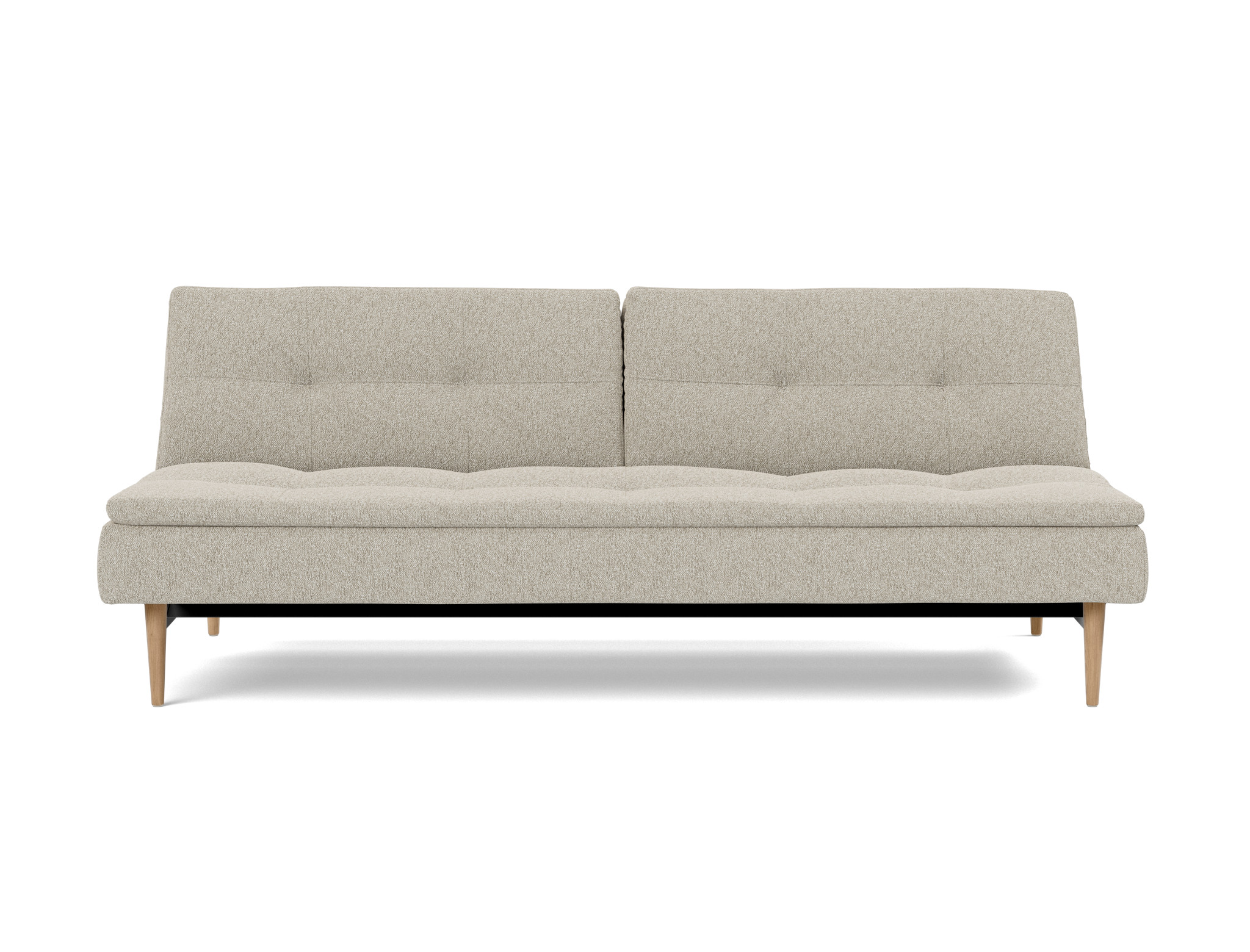 Schlafsofa Dublexo Boucle Skandi 539-Beige Beine Styletto Eiche hell