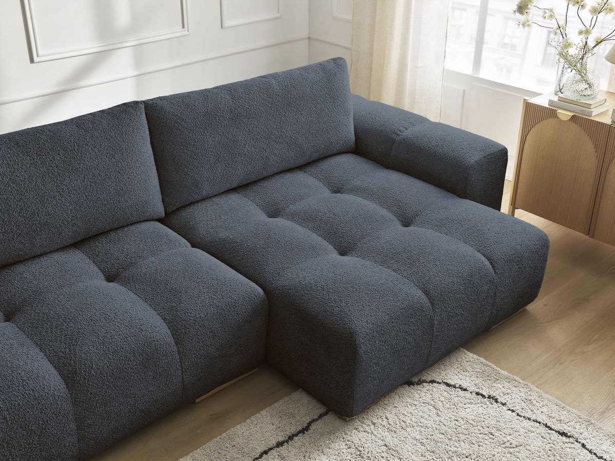 Bobochic Anakin Wohnlandschaft, 3 Kissen Bouclé-Stoff Dunkelblau