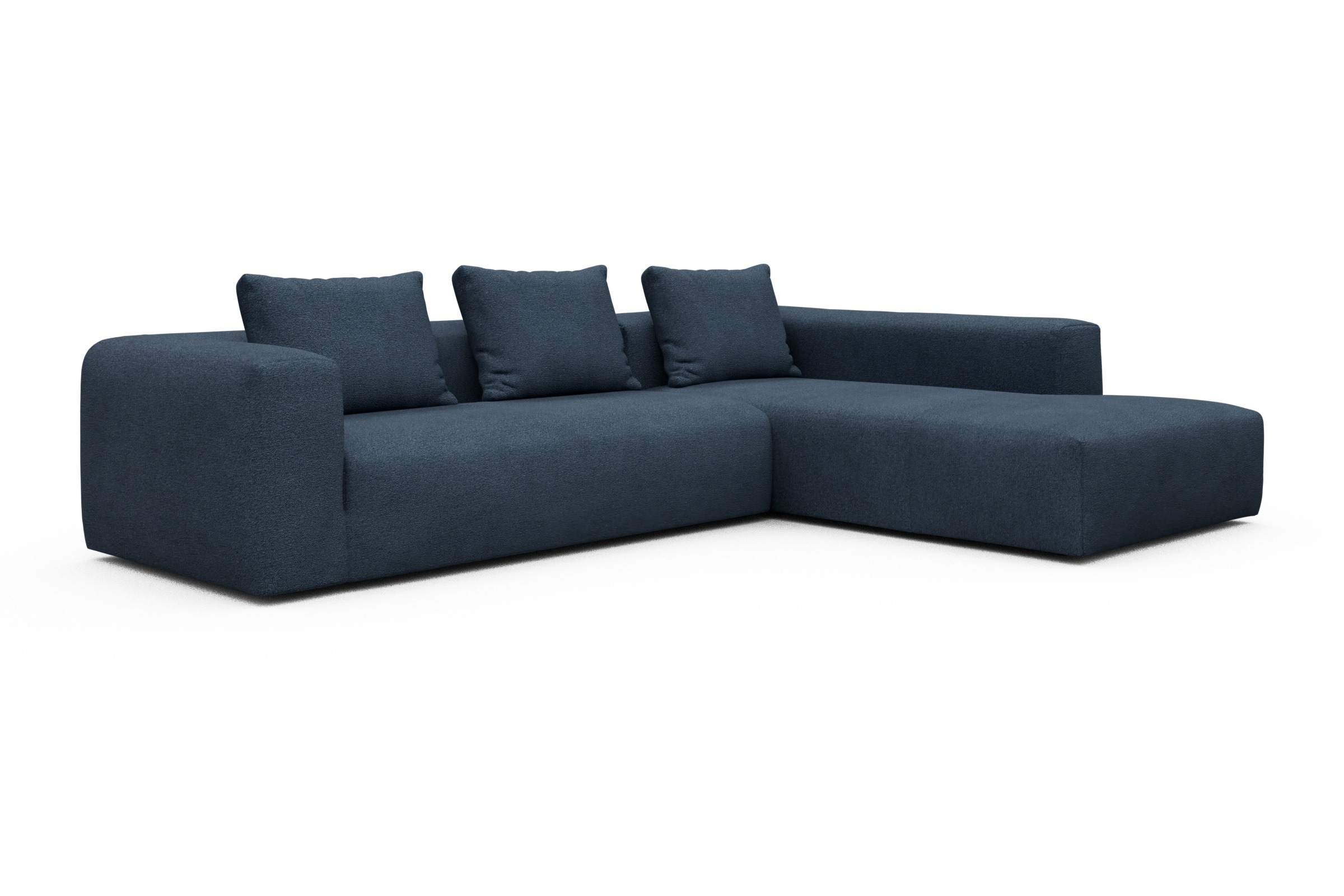 Ecksofa Fred Relax-Ecke rechts mit 2,5-Sitzer Boucle-Blue