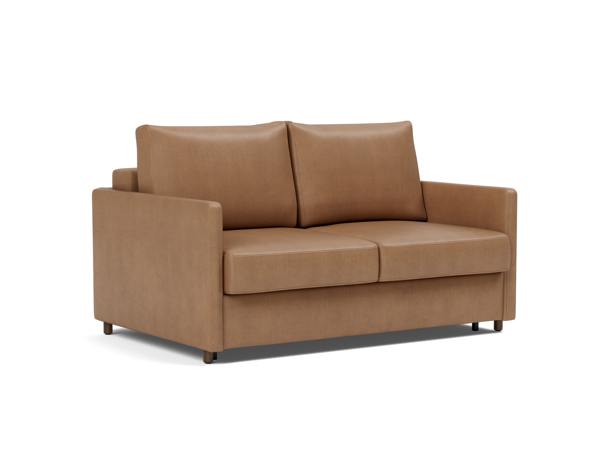 Schlafsofa Neah mit Slim-Armlehnen 140 Lederoptik Faunal 551-Brown