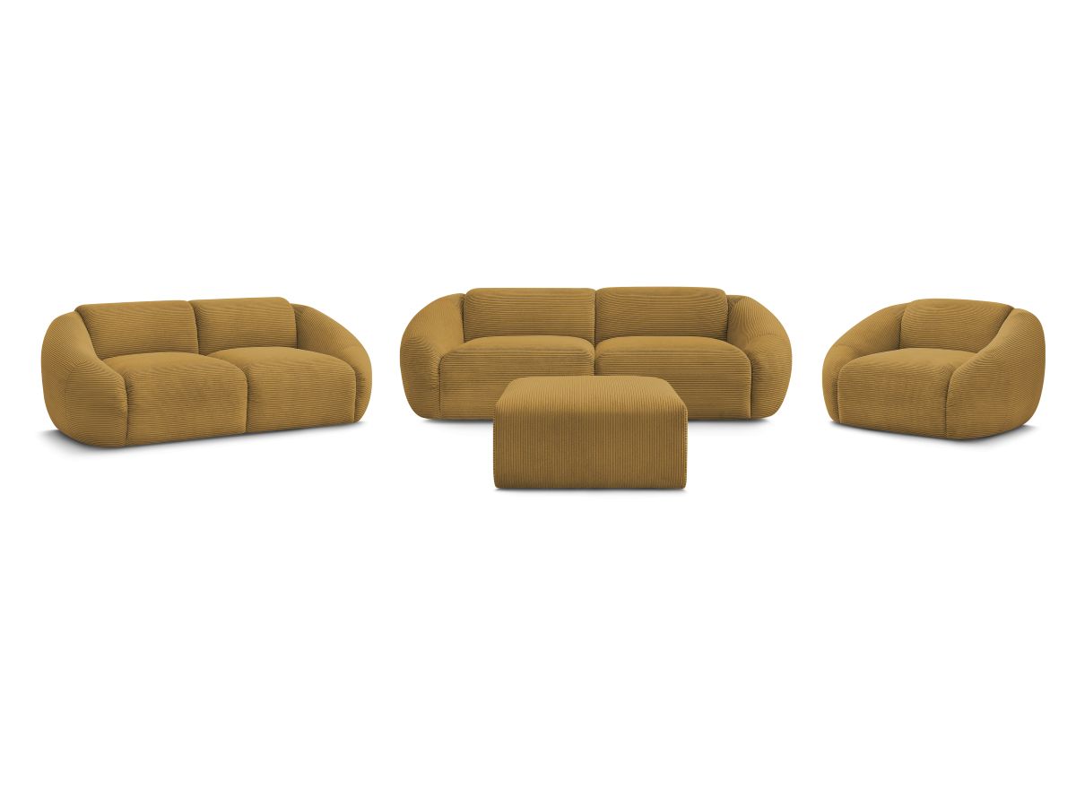 Bobochic Tina Sofa 7-Sitzer mit Pouf Cordsamt Gelb