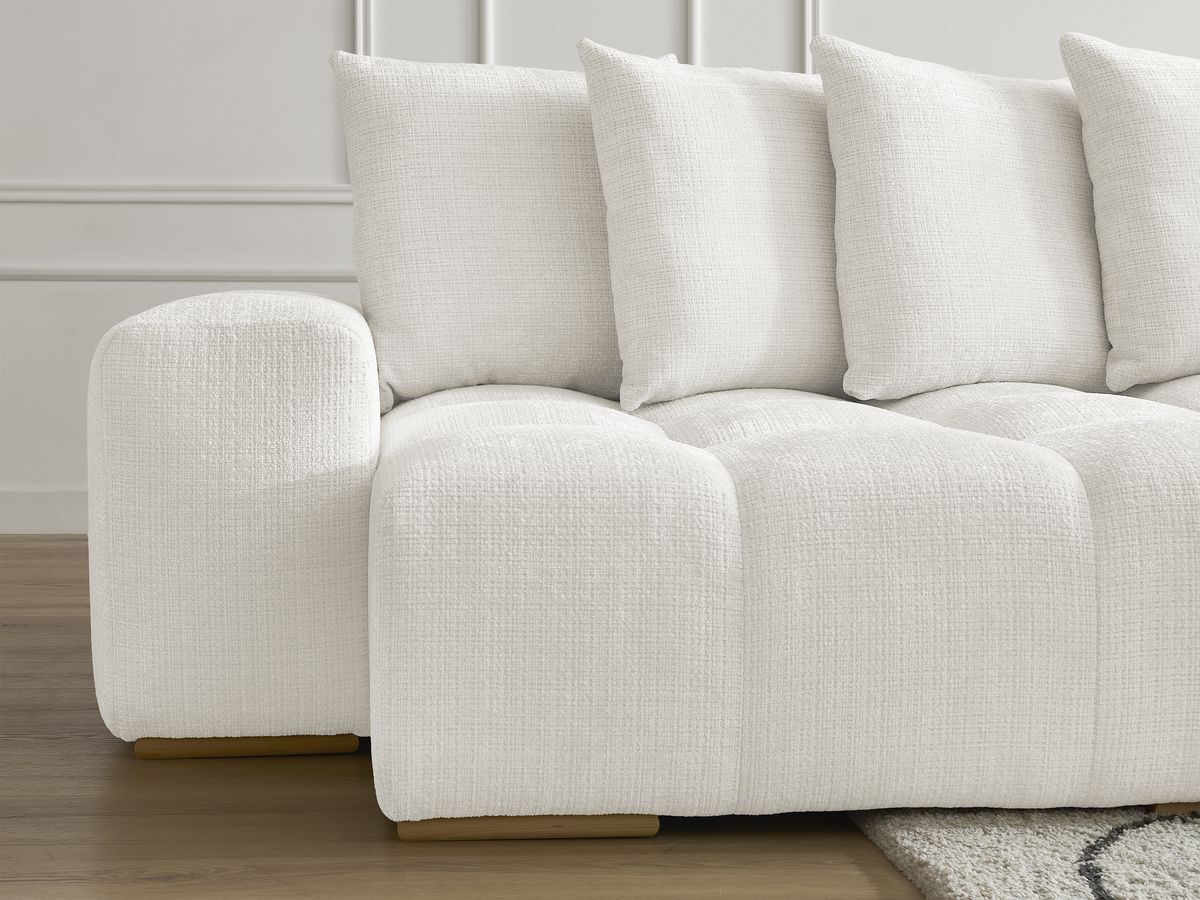 Bobochic Anakin Wohnlandschaft mit Pouf, 10 Kissen Strukturstoff Weiß