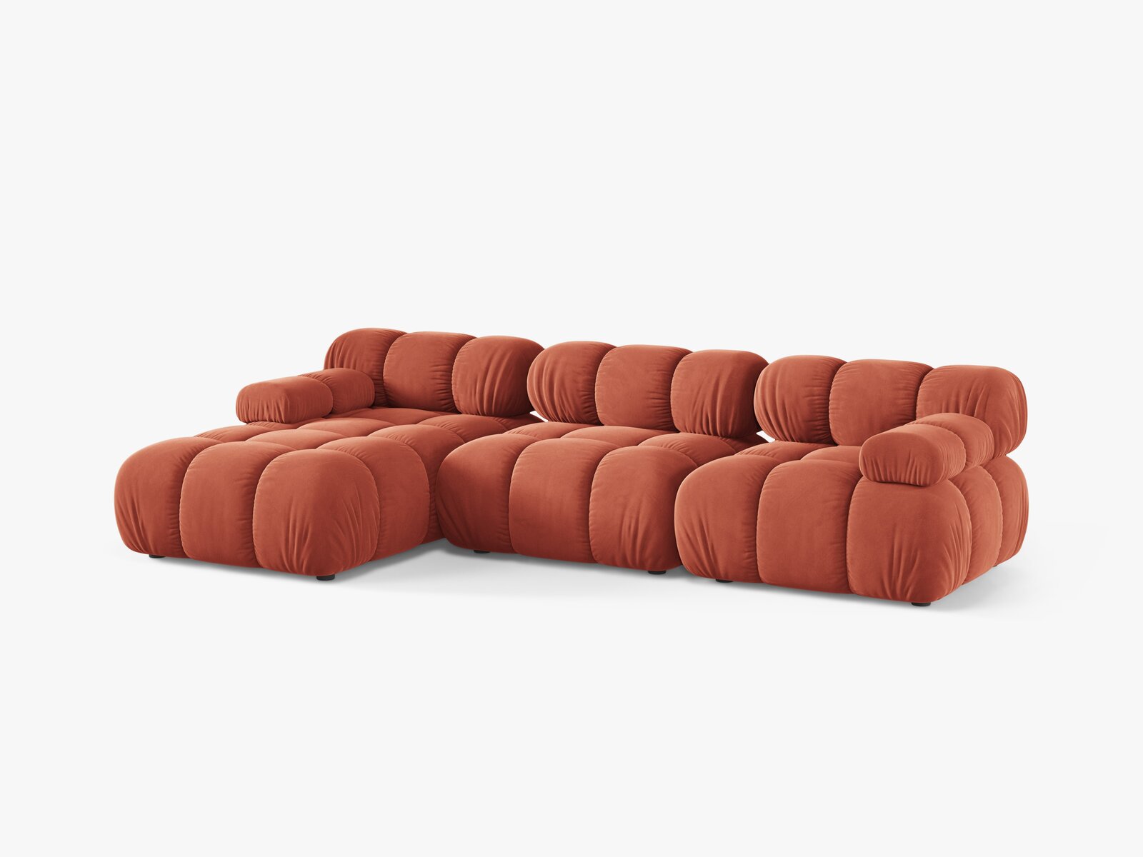 Micadoni Modulares Ecksofa Bellis 4-Sitzer Links Samt Venus Koralle