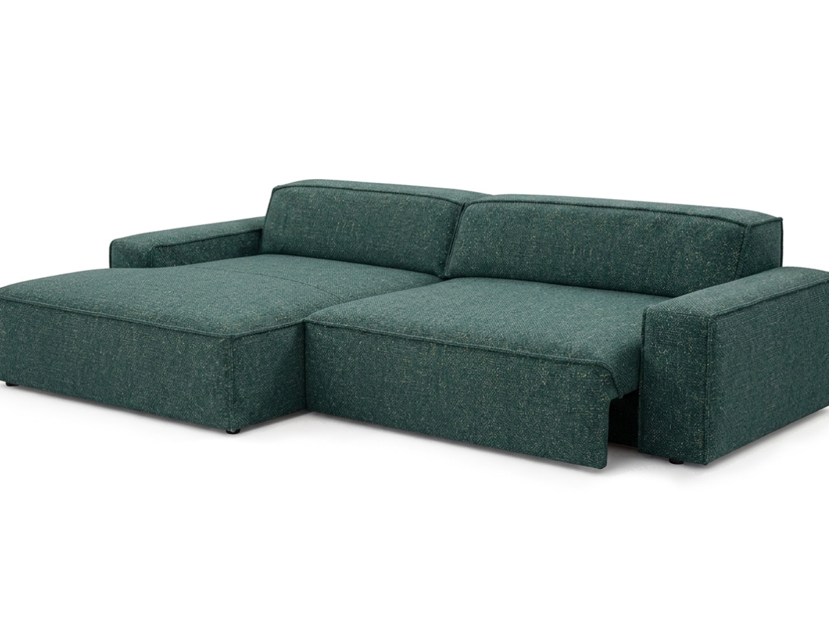 Bobochic Abel Ecksofa mit Schlaffunktion Melange-Stoff Grün Ecke links
