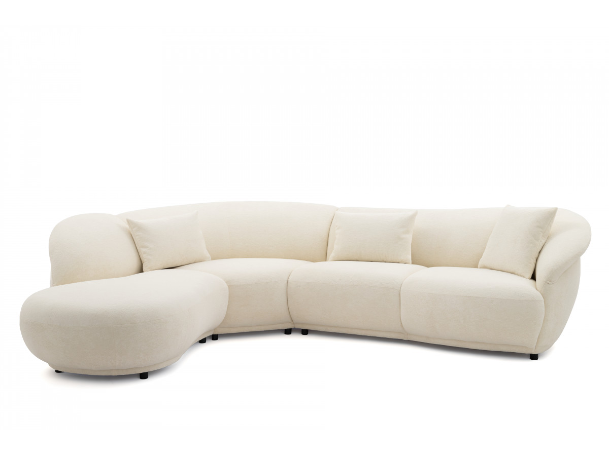 Bobochic Nora Ecksofa Chenille Weiß Ecke links