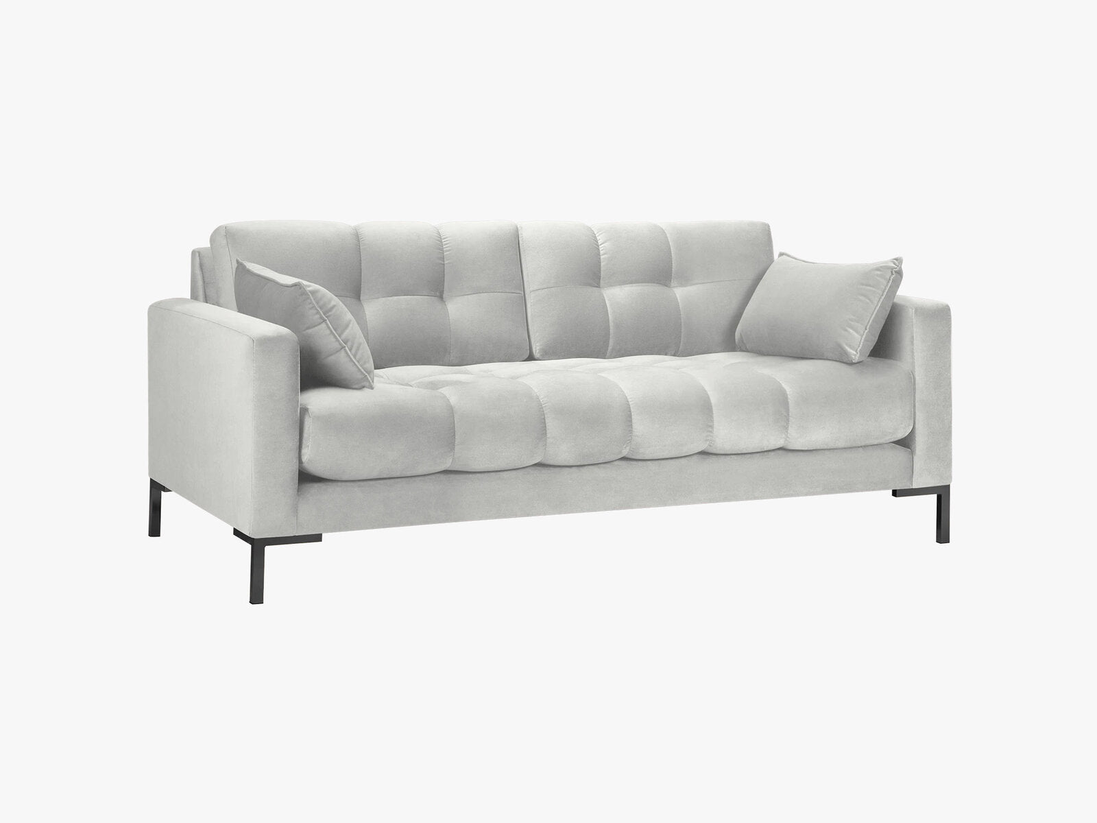 Micadoni Sofa Mamaia 2-Sitzer Samt Bluvel Silber schwarze Beine