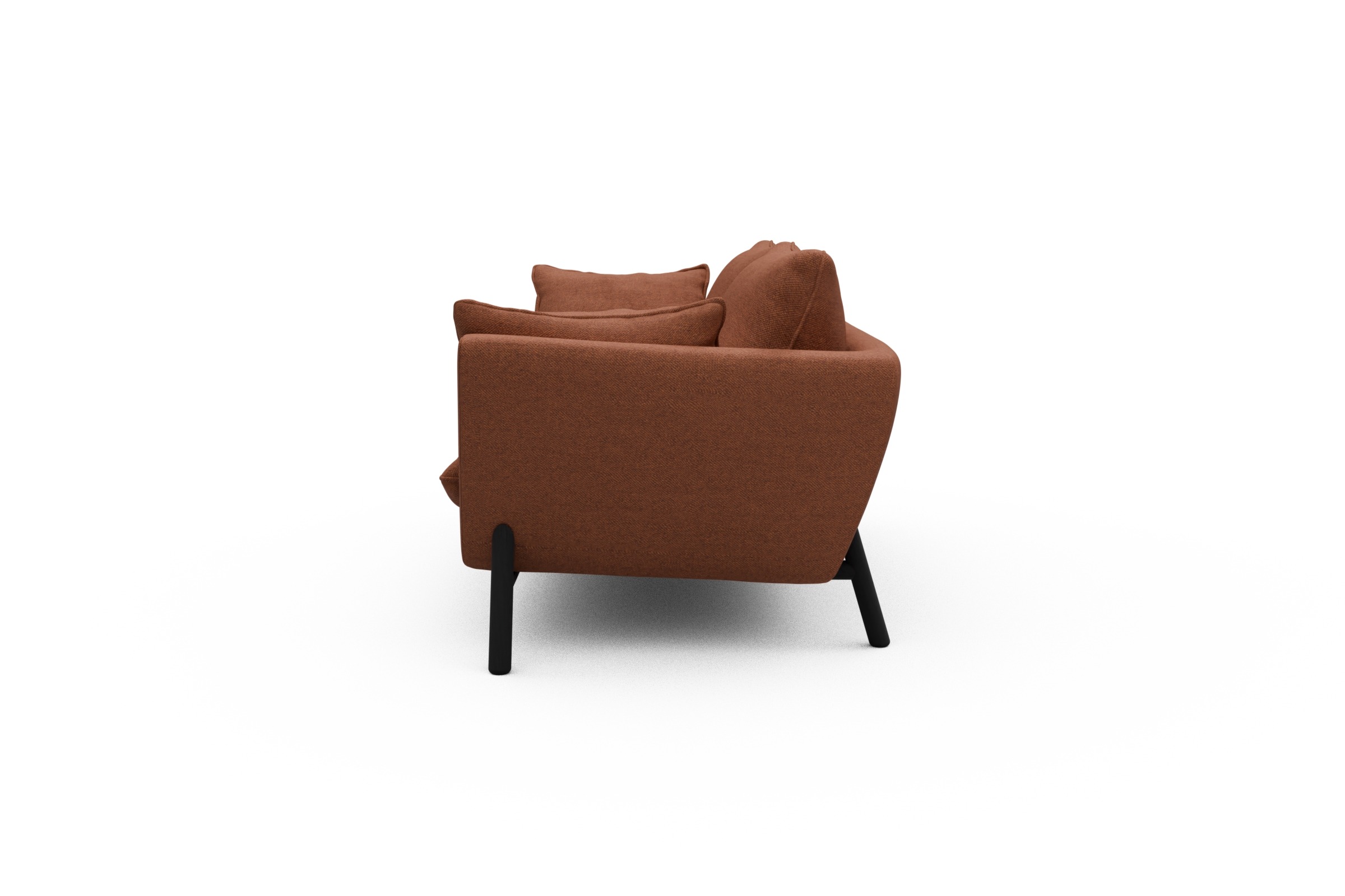 Sofa Emil 2-Sitzer Beinfarbe Eiche Schwarz Weda-Rust