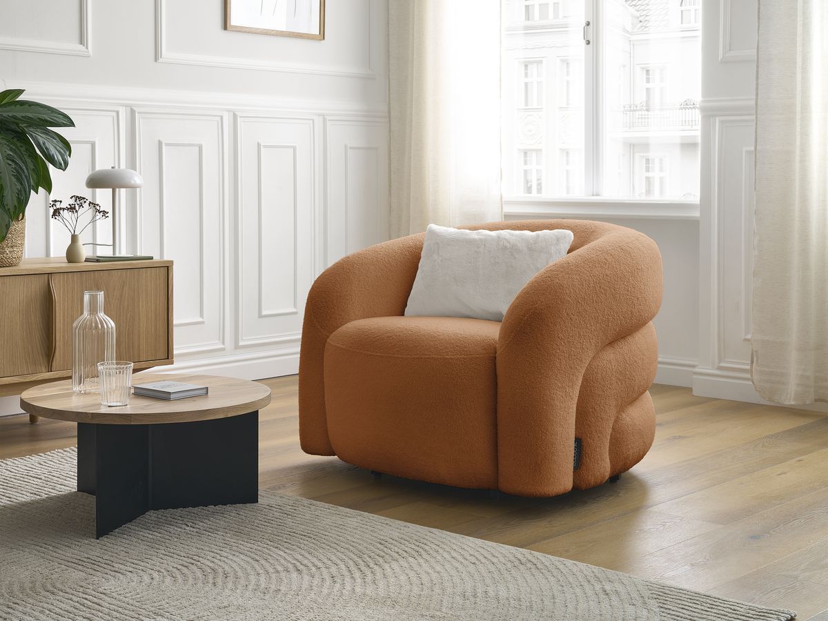 Bobochic Elina Sessel Bouclé-Stoff Orange