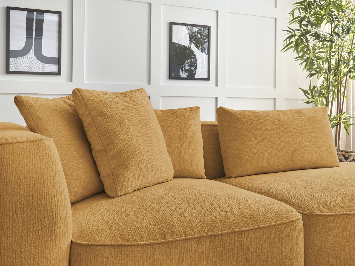 Bobochic Leopold Sofa 3-Sitzer Strukturstoff Gelb Armlehne links