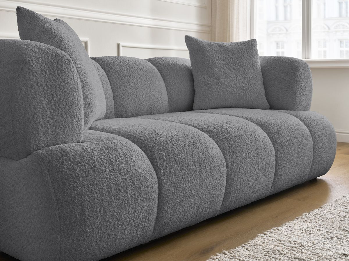 Bobochic Pamira Sofa 2-Sitzer Bouclé-Stoff Dunkelgrau