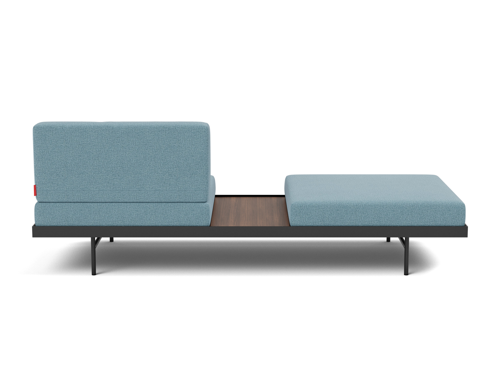 Tagesbett Puri Flachgewebe Mixed Dance 525-Light-Blue Beine mit Nussbaumtisch