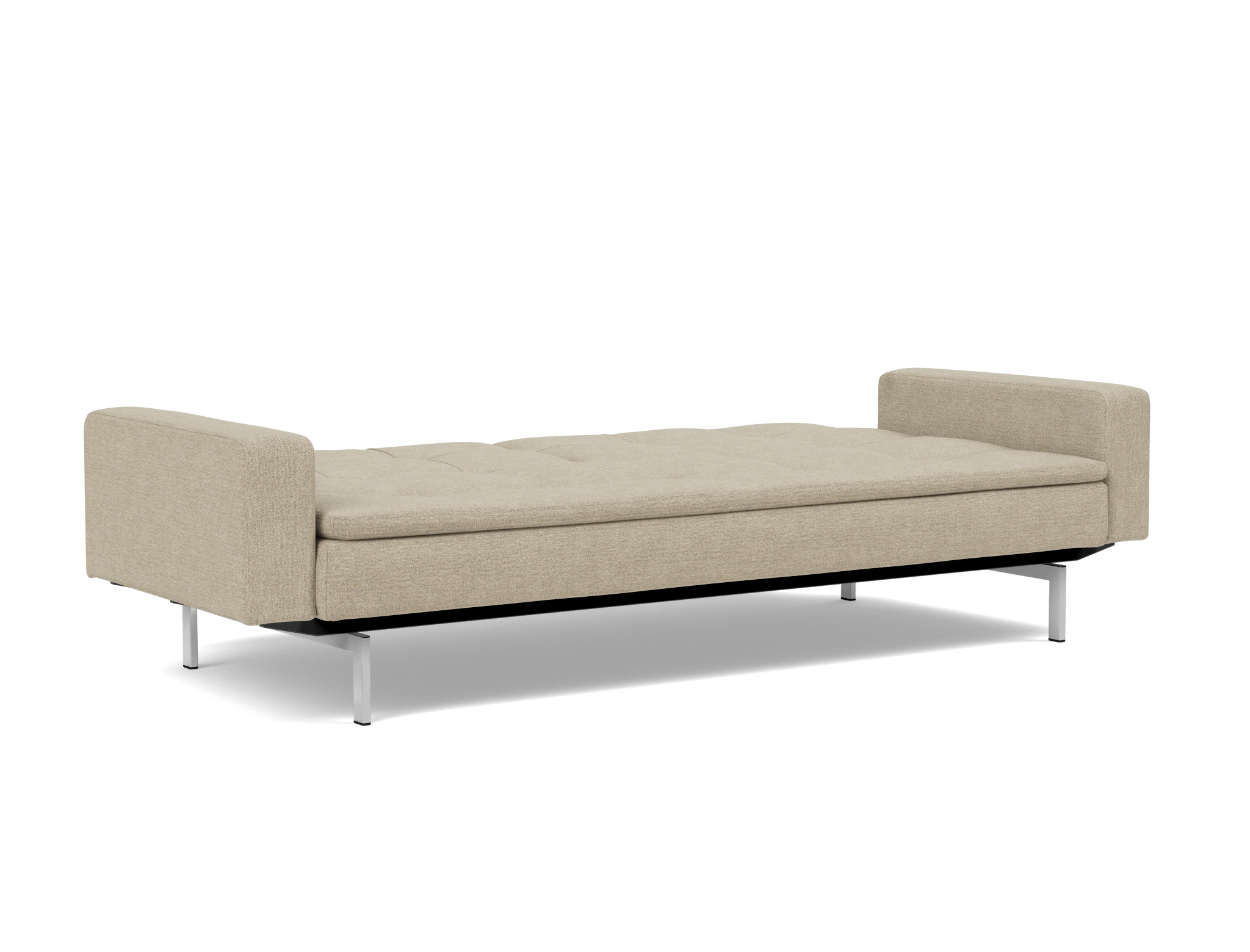 Schlafsofa Dublexo mit Armlehnen Strukturierter Stoff Taura 356-Sand Beine Chrom