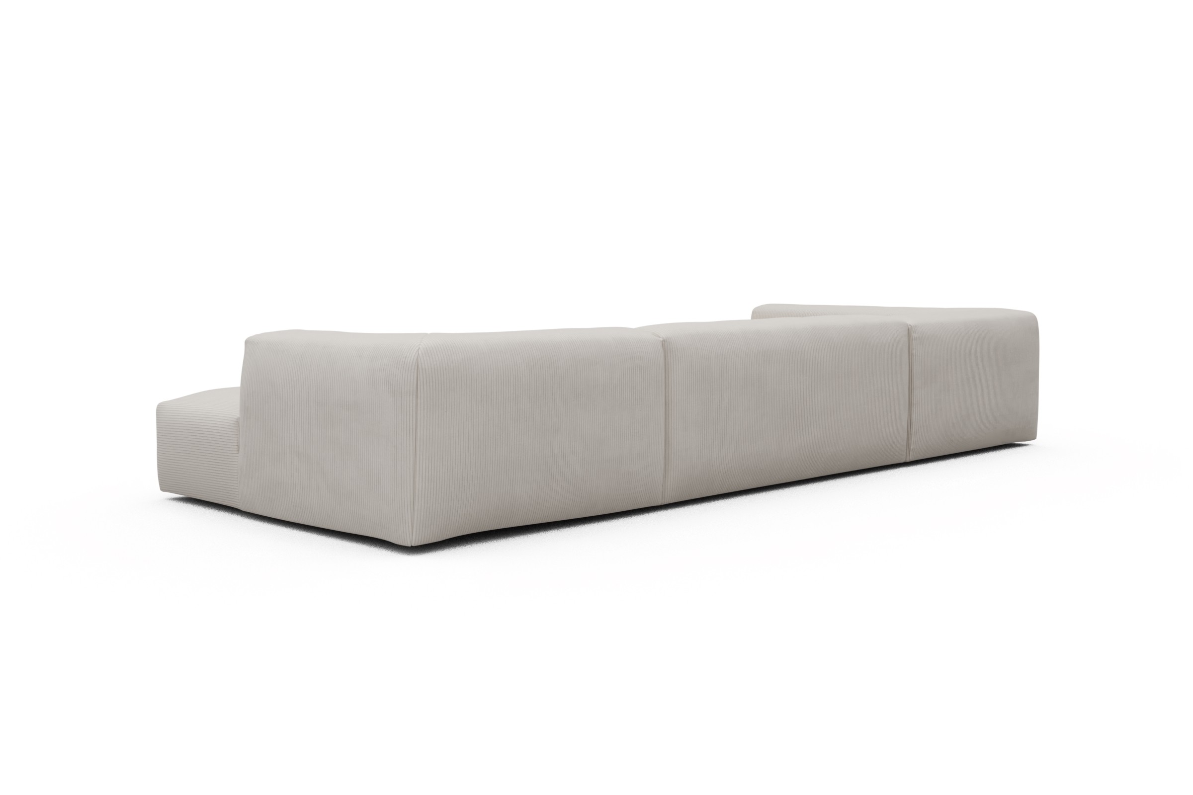 Wohnlandschaft Fred Relax-Ecke links mit 2-Sitzer und Chaiselongue rechts Kord Corduroy 594-Ivory
