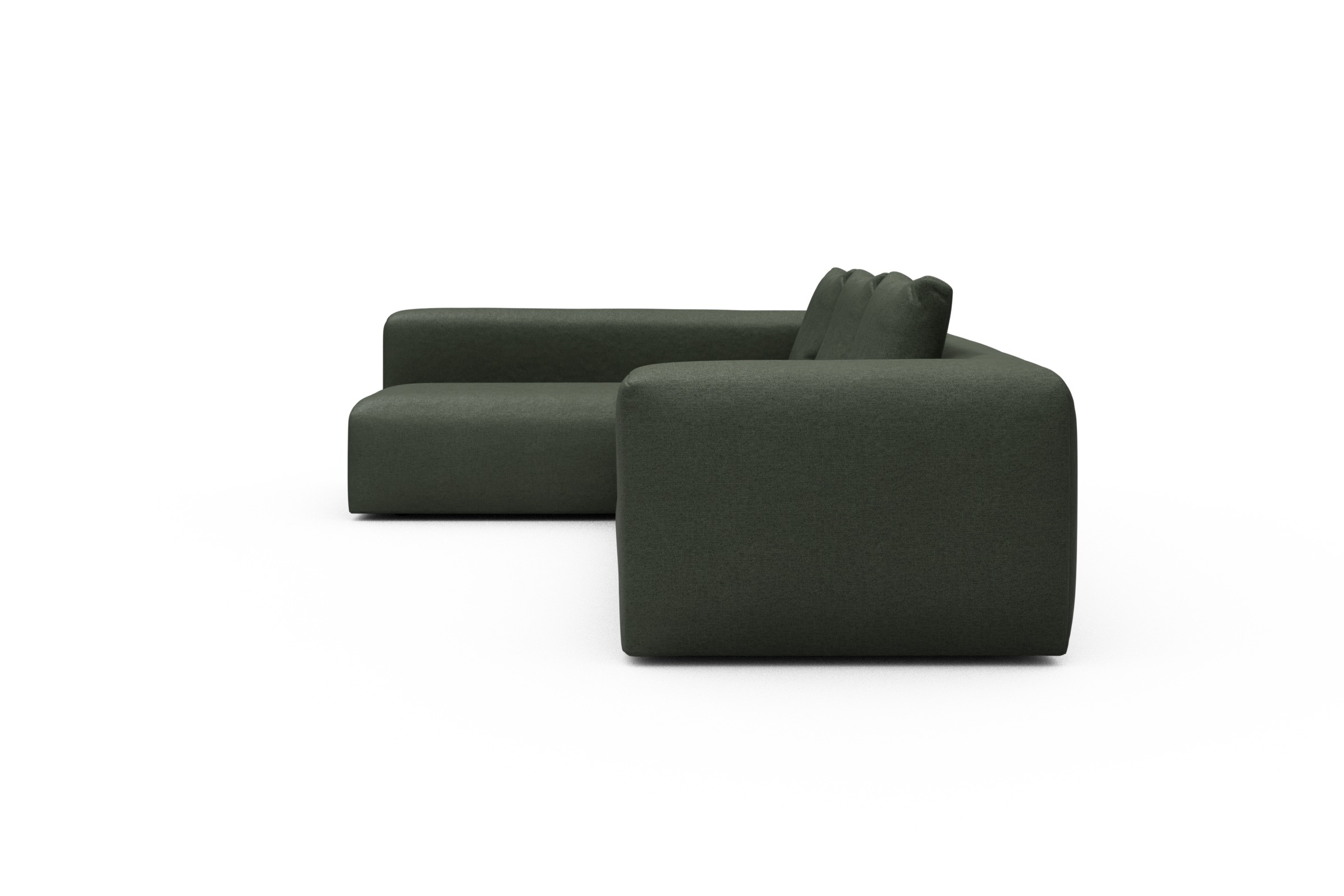 Ecksofa Fred 2x 2,5-Sitzer links offen Denari-Forest-Green