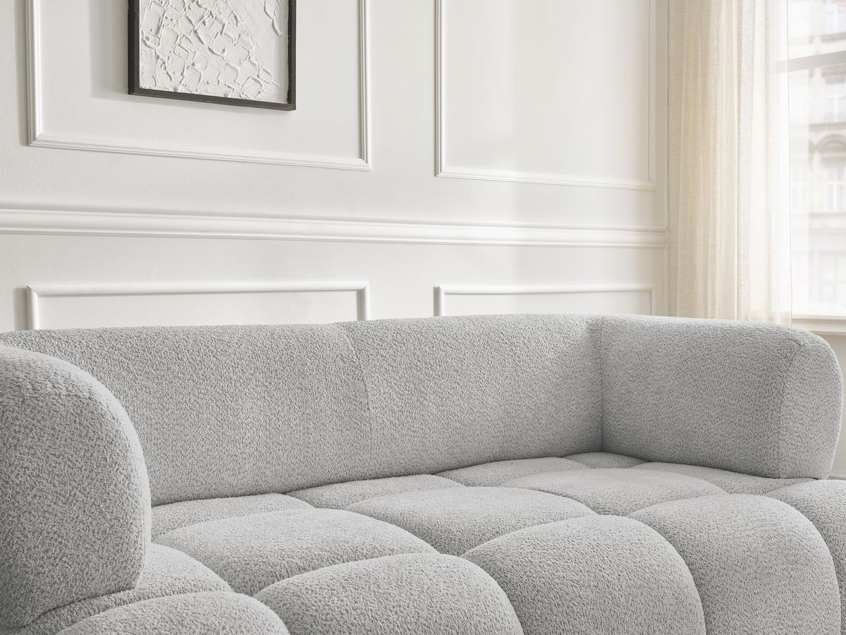 Bobochic Alya Sofa 2-Sitzer Bouclé-Stoff Hellgrau