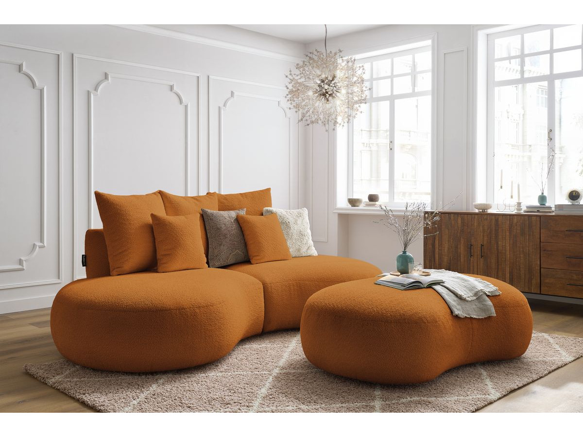Bobochic Saint-germain Sofa 5-Sitzer mit Pouf Bouclé-Stoff Gelb