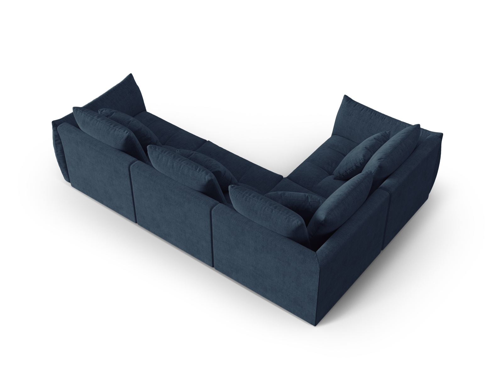 Micadoni Ecksofa Bloom 4-Sitzer Links Strukturierter Stoff Dunkelblau