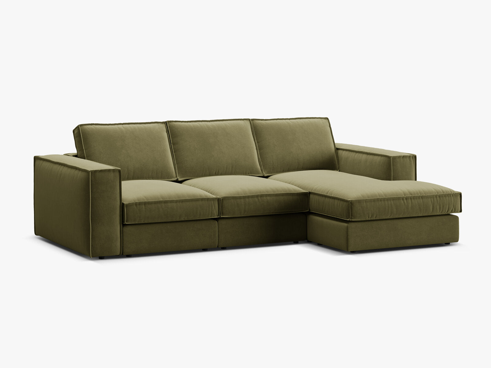 Micadoni modulares Ecksofa Pola 3-Sitzer Rechts Samt Salvador Grün