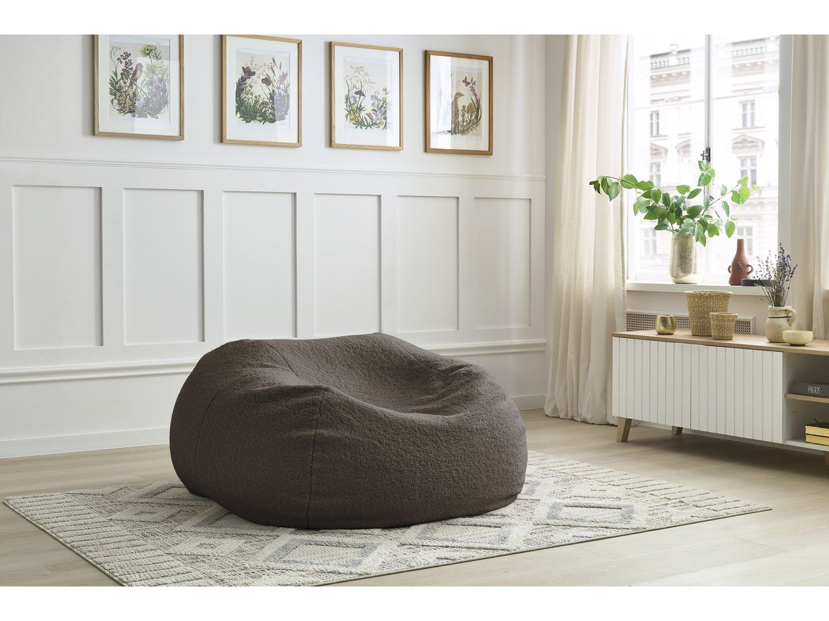 Bobochic Meribel Pouf Bouclé-Stoff Braun